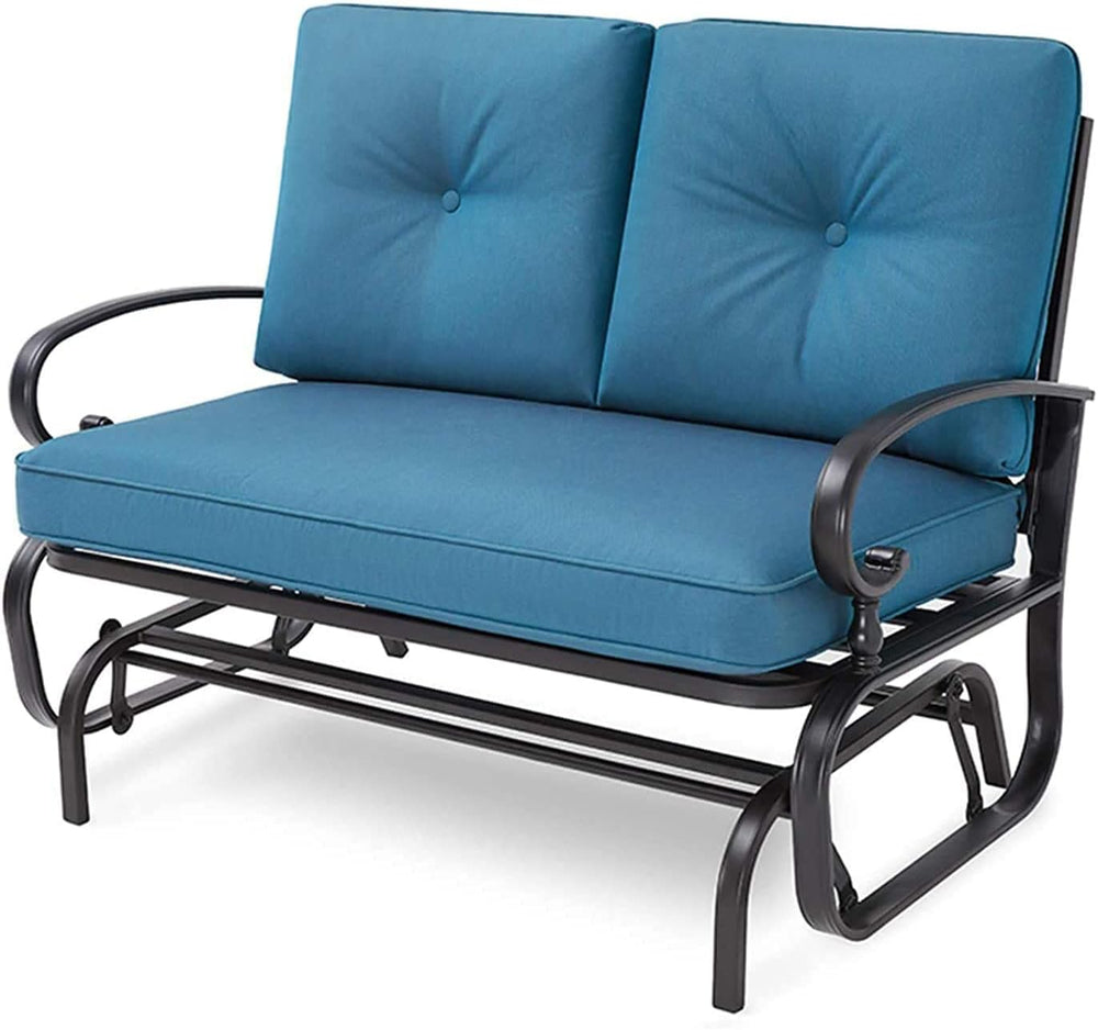 Patio Bench, Porch Glider Outdoor Swing Glider Rocking Loveseat, Steel Frame ...