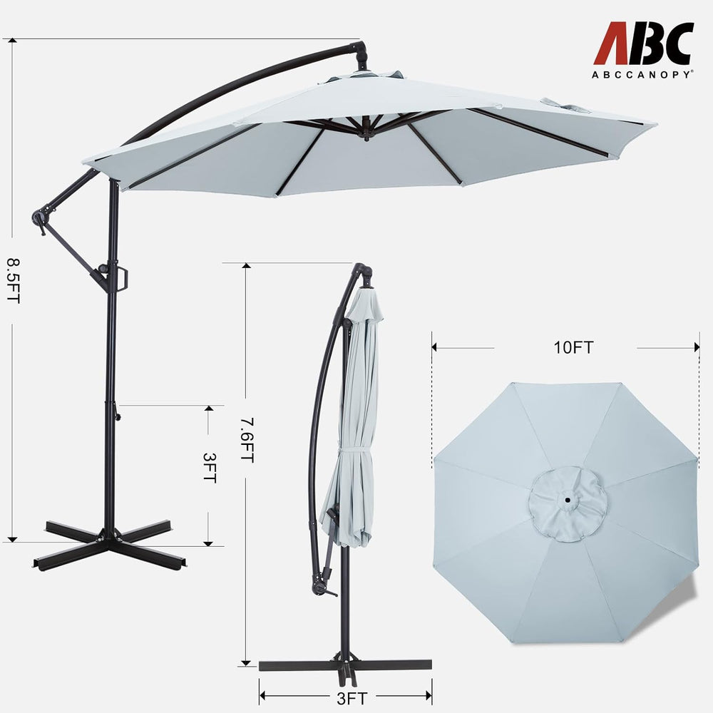 ABCCANOPY 10FT Cantilever Outdoor Patio Umbrella, Gray