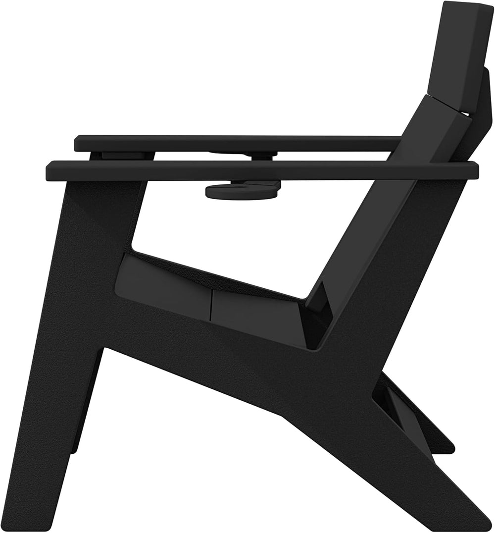 SERWALL Modern Adirondack Chair Tall Lounge Chair with Cup Holder, Black