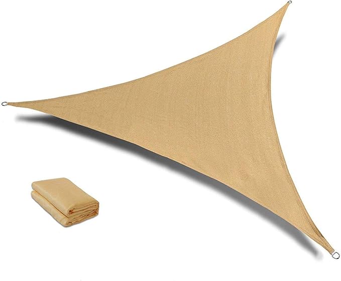 SUNLAX Sun Shade Sail 16' x 16' x 16' Sand Triangle Canopy Sail S...