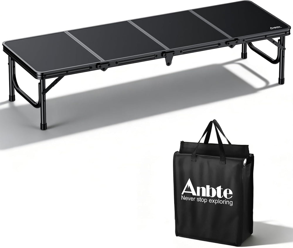 Anbte 4ft Low Folding Picnic Table with Storage Bag, 10.3" Height, Black