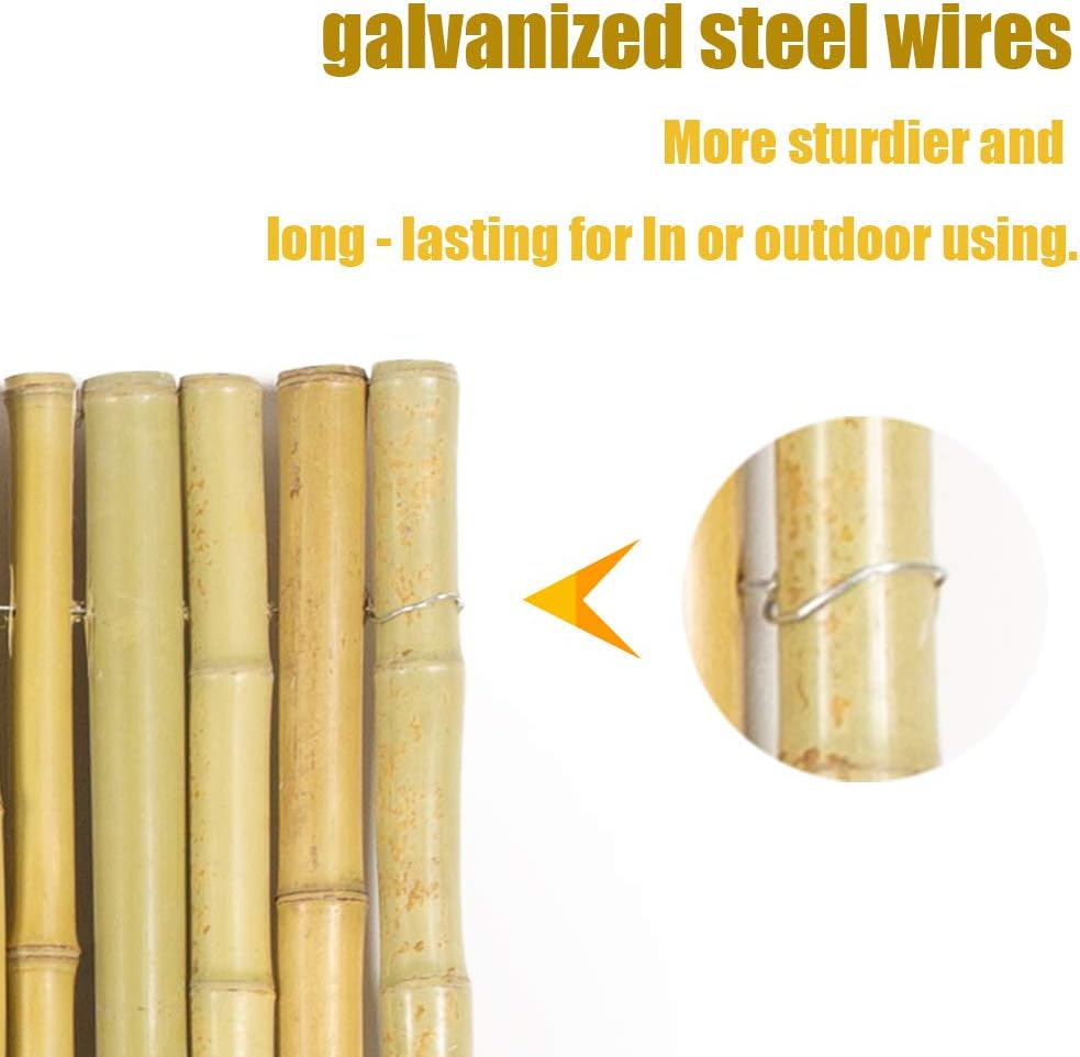 Mininfa Natural Rolled Bamboo Fence, Eco-Friendly Bamboo Fencing, 4 ft High x...