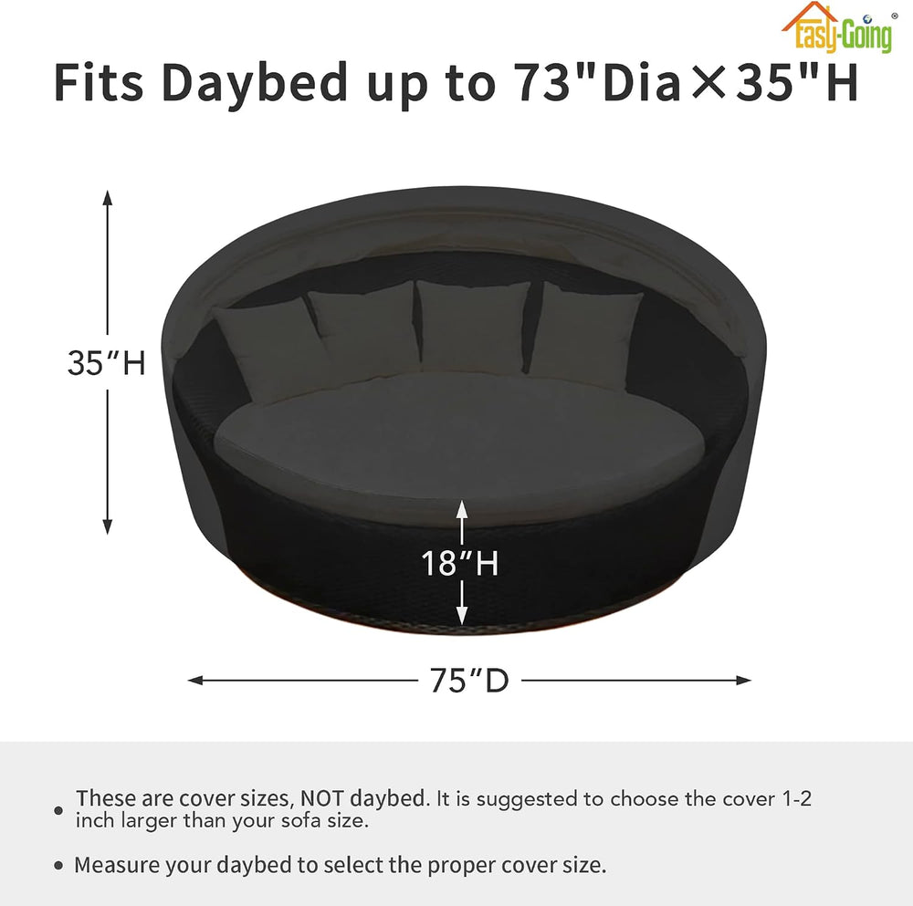Easy-Going Heavy Duty 600D Outdoor Daybed Cover, 75" Dia x 35"/18&q...