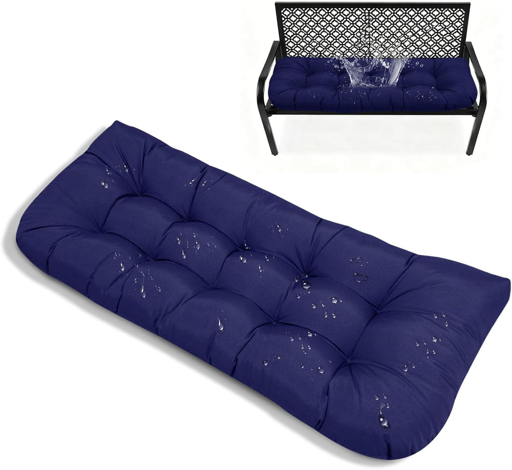 Indoor/Outdoor Bench Cushions Navy Blue Wateproof Tufted Loveseat Cushion