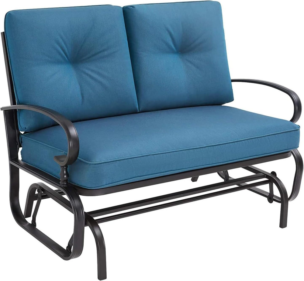 Outdoor Glider Rocking Bench 2 Person Patio Loveseat Steel Frame Furniture Se...