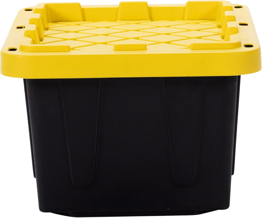 Plastic 5-Gallon Storage Tote with Lockable Lid, 4-Pack - Black/Yellow