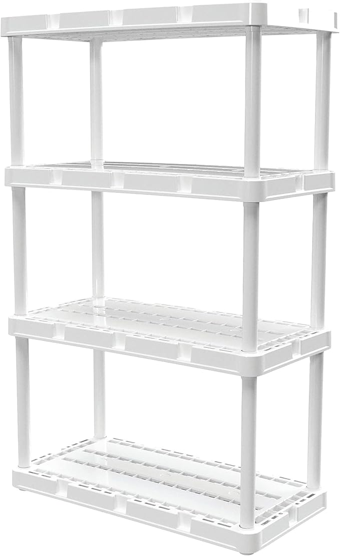 Gracious Living 2 Pack Light Duty Storage Shelves, Knect-A-Shelf 4-Shelf Vent...