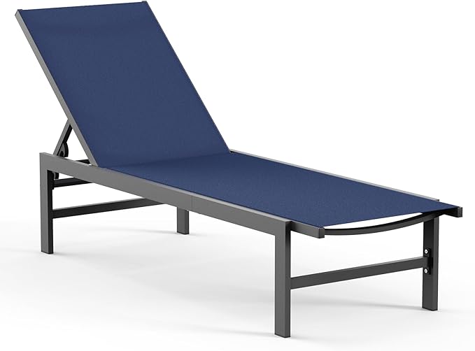 Outdoor Lounge Chair for Pool, Aluminum Chaise Lounge Chairs with 5-Position ...