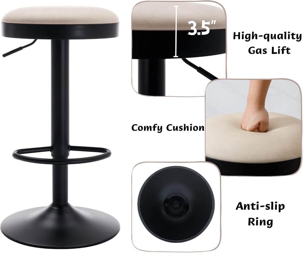 CIMOTA Swivel Round Bar Stools Set of 4 Backless Adjustable Counter Height Ba...