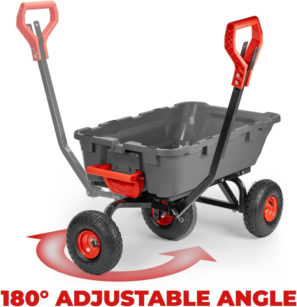 XtremepowerUS 2-in-1 Convertible Garden Cart & Dump Wagon, 800-LB Capacit...
