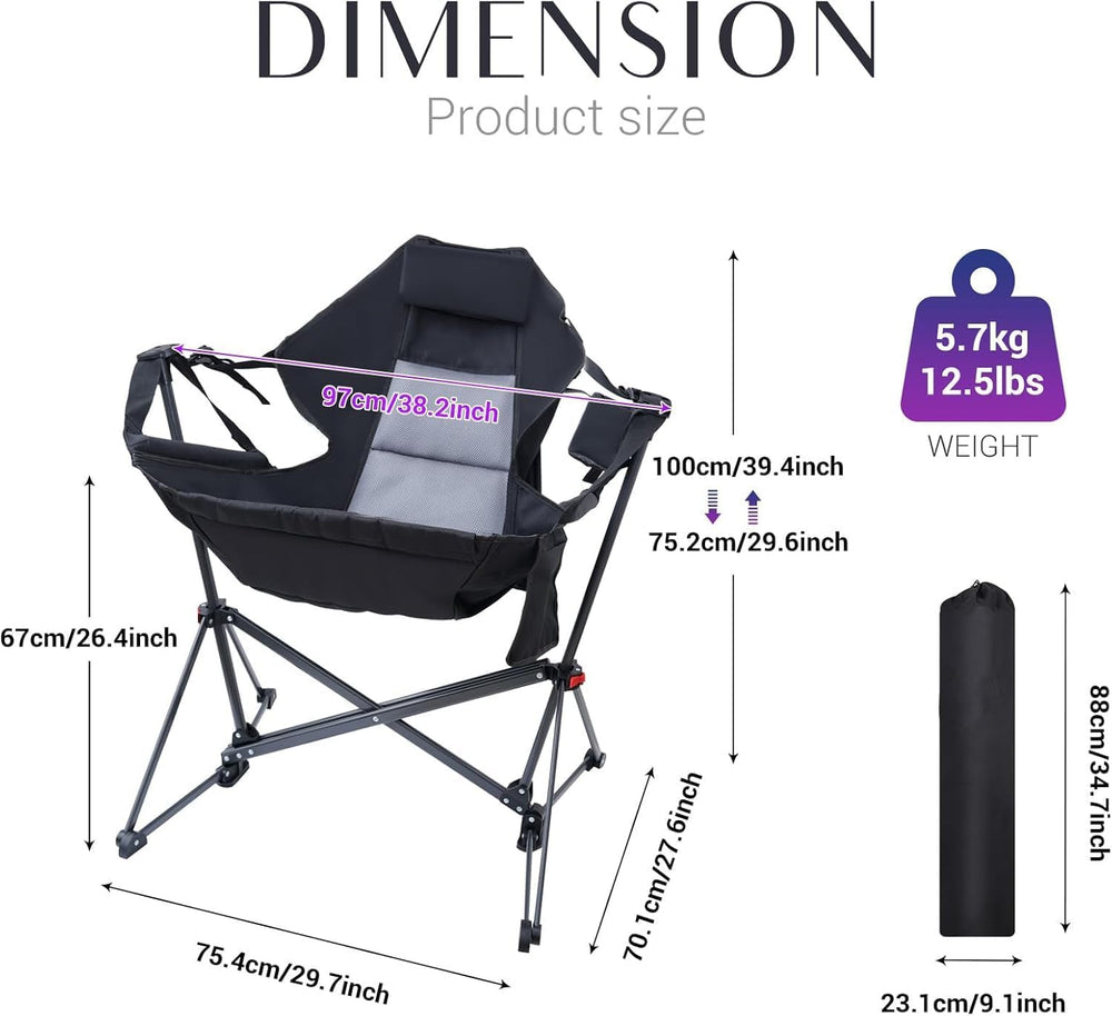 Camping Hammock Chair with Stand, Rocking Swing Chair (1 Pack)