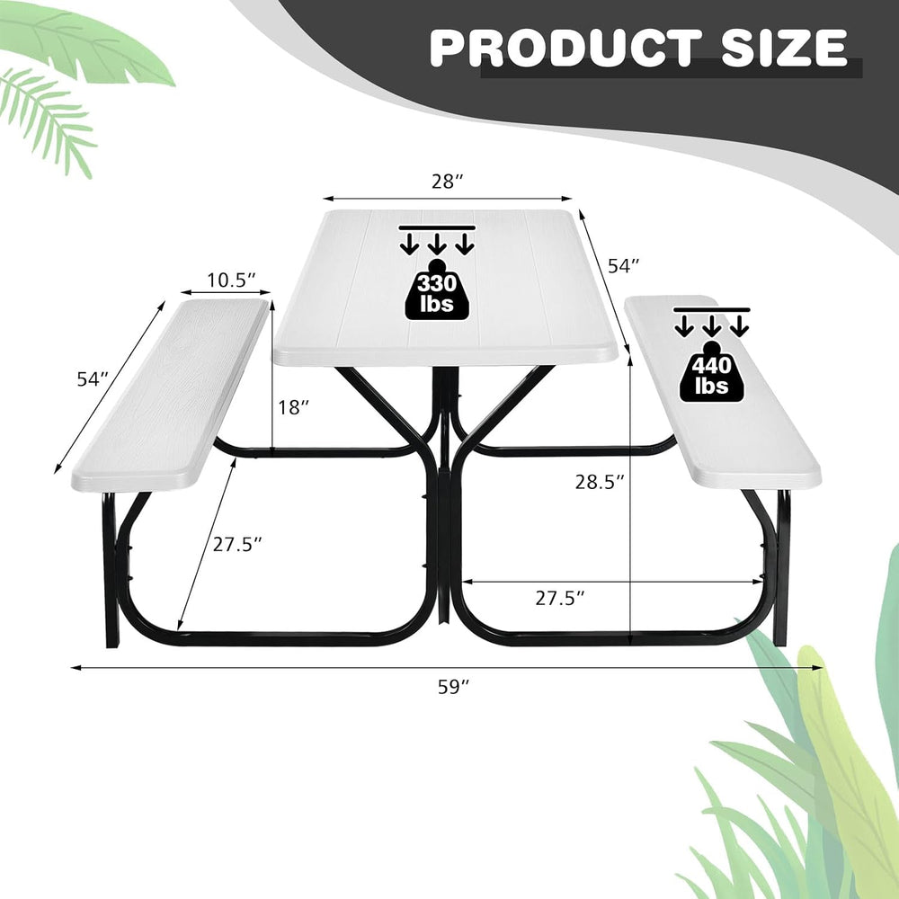 COSTWAY Outdoor Picnic Table, HDPE Plastic Picnic Table Bench Set
