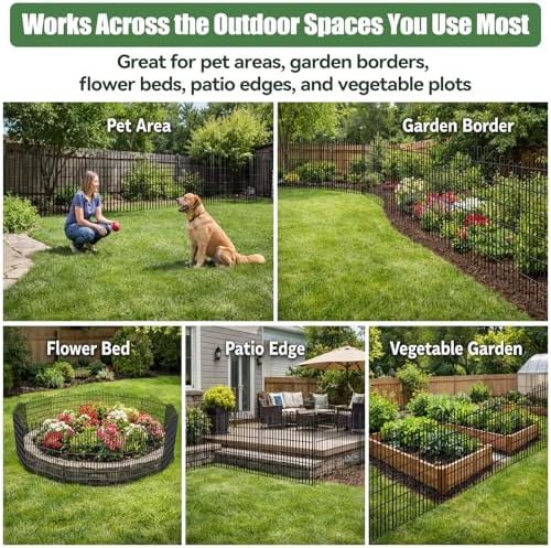 10 Panels No Dig Decorative Garden Fence, Dog Fence Outdoor for Yard