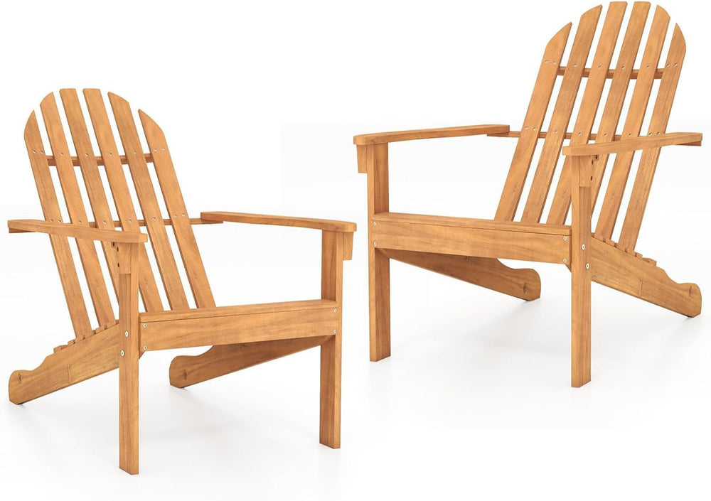 GIANTEX Adirondack Chair Set of 2 Acacia Wood Outdoor Chairs with 350 lbs Wei...