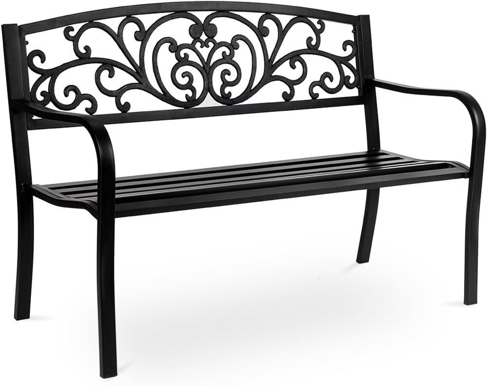 50in Outdoor Garden Park Bench,Outdoor Metal Porch Benches,Weatherproof Patio...