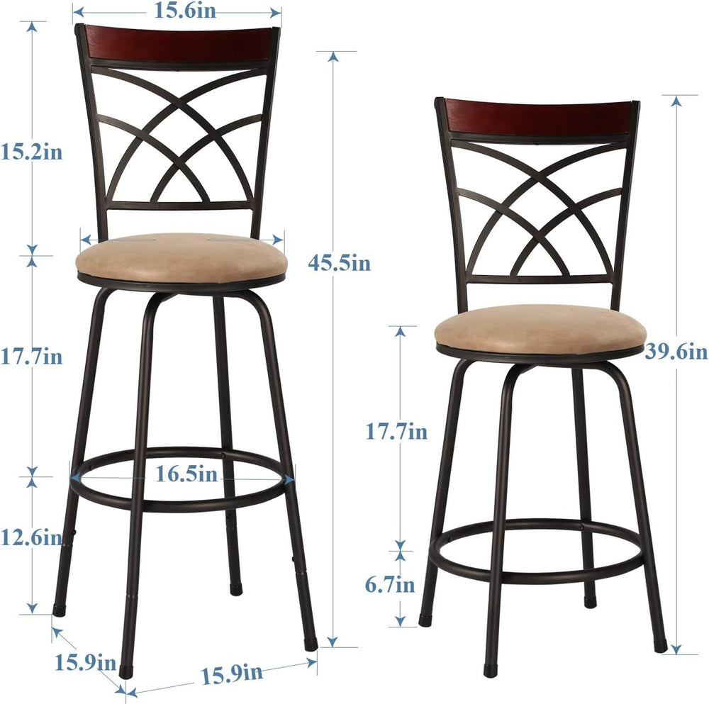 VECELO Barstools, Adjustable Counter Stools, Steel Bistro Pub Chairs, Bar Sto...