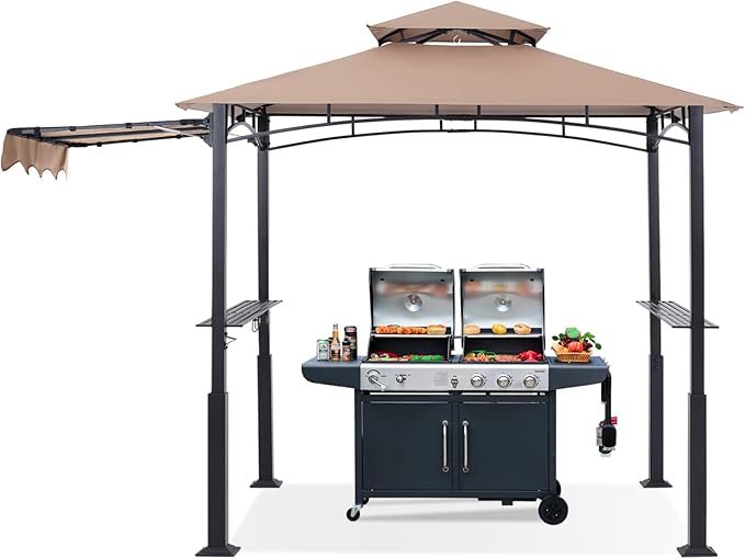 ABCCANOPY Grill Gazebo with Extra Awning - 11x5 Outdoor BBQ Canopy Shelter wi...