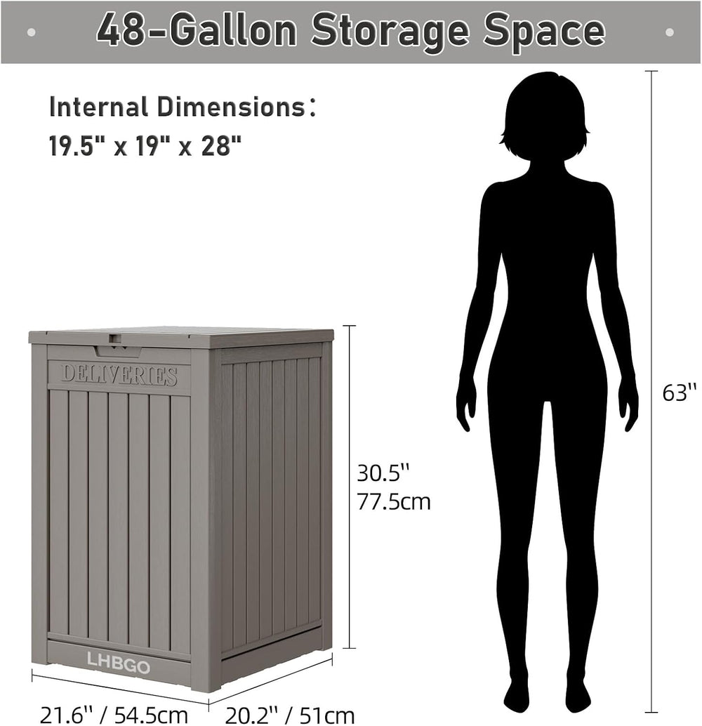 LHBGO Package Delivery Box for Outside, 48 Gallon Storage with Lockable Secur...