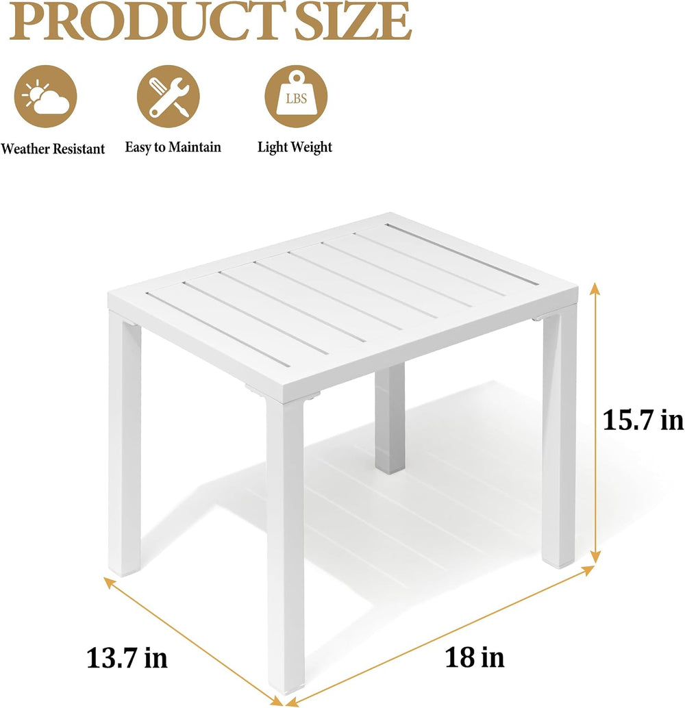 Crestlive Products Outdoor Side Table Set of 2, Aluminum Rectangular Side/End...