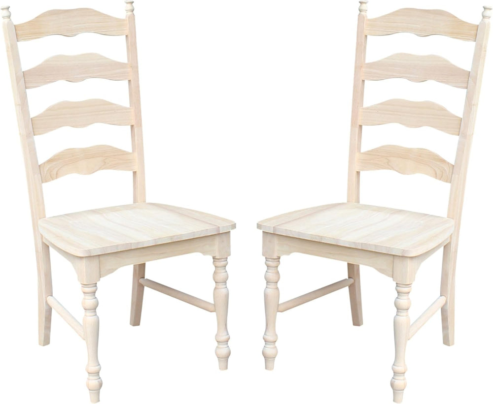 IC International Concepts Set of 2 Maine Solid Wood Chairs, Unfinished