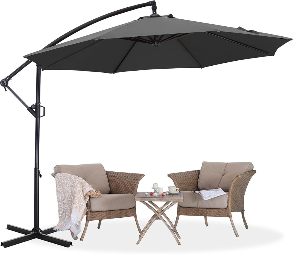 ABCCANOPY 10FT Cantilever Outdoor Patio Umbrella, Dark Gray