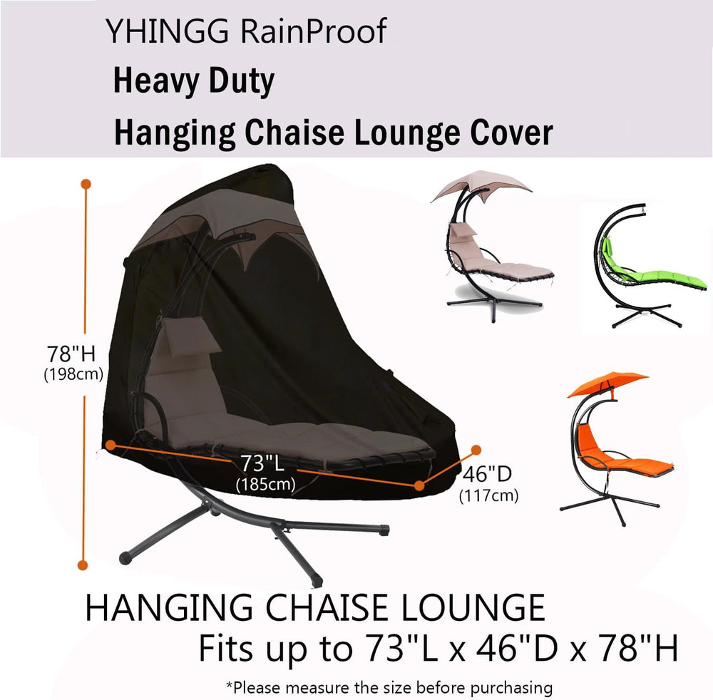Patio Hanging Chaise Lounge Cover 900D 73 Inch Waterproof Heavy Duty Outdoor ...