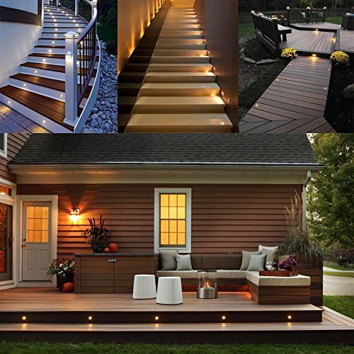 LED Deck Lights Kit 12V Low Voltage Waterproof IP67 Warm White Recessed Deck ...