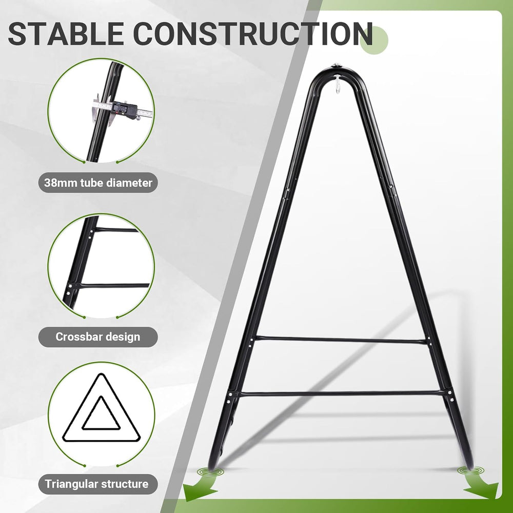 Outdoor Hammock Chair Stand, Heavy Duty A-Frame Metal Swing Stand with Powder...