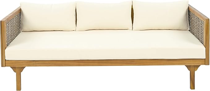 Merax 67.5" Outdoor Patio Daybed 3 Seater Sofa Bed,Acacia Wood Frame wit...