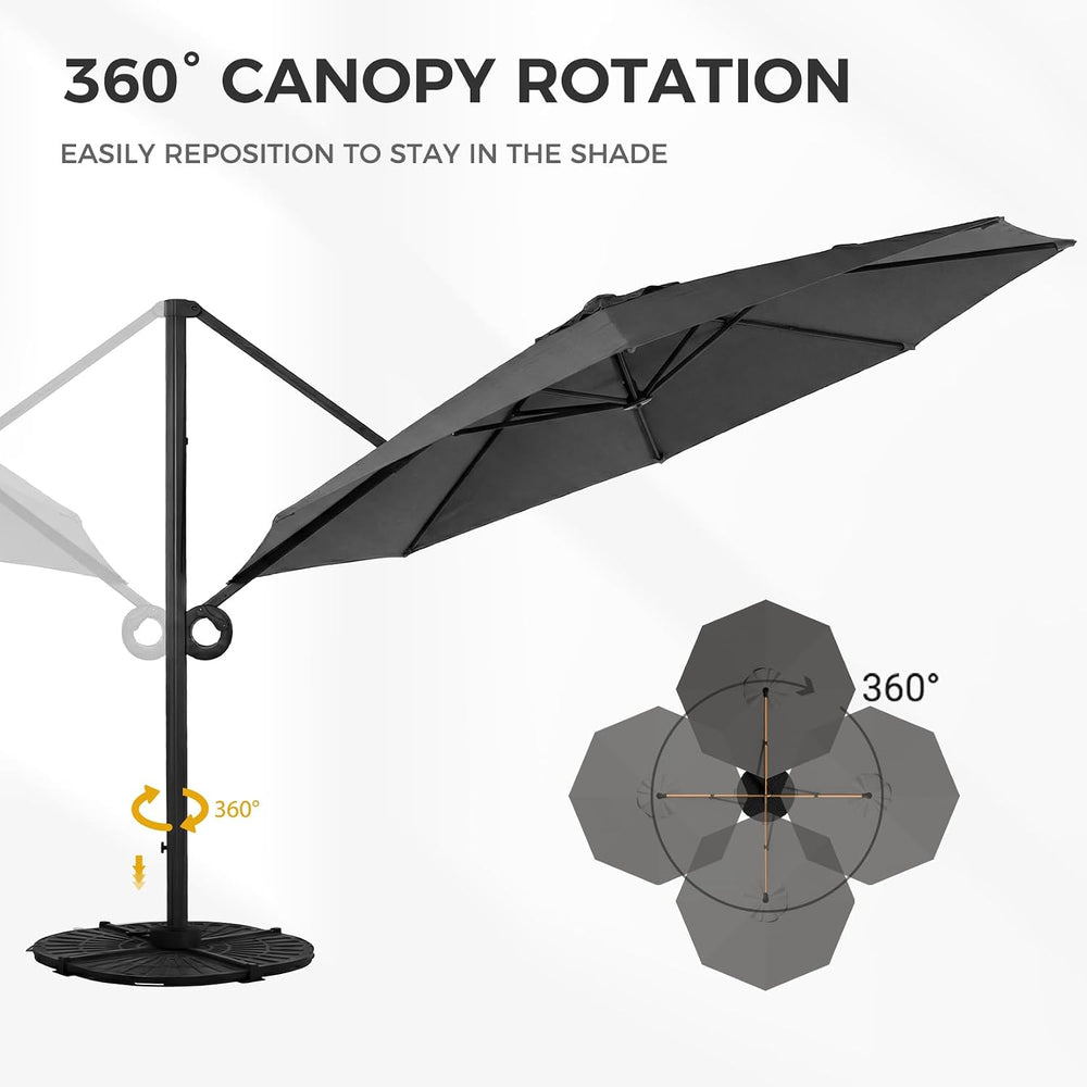 Grand patio 12 FT Patio Umbrella, Outdoor Large Round Cantilever Umbrella wit...
