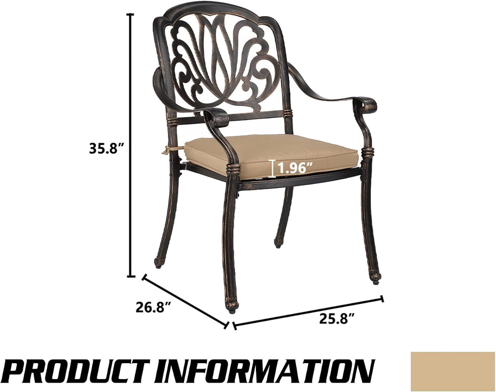 TITIMO 2 Piece Outdoor Patio Dining Chair Set Cast Aluminum Patio Furniture