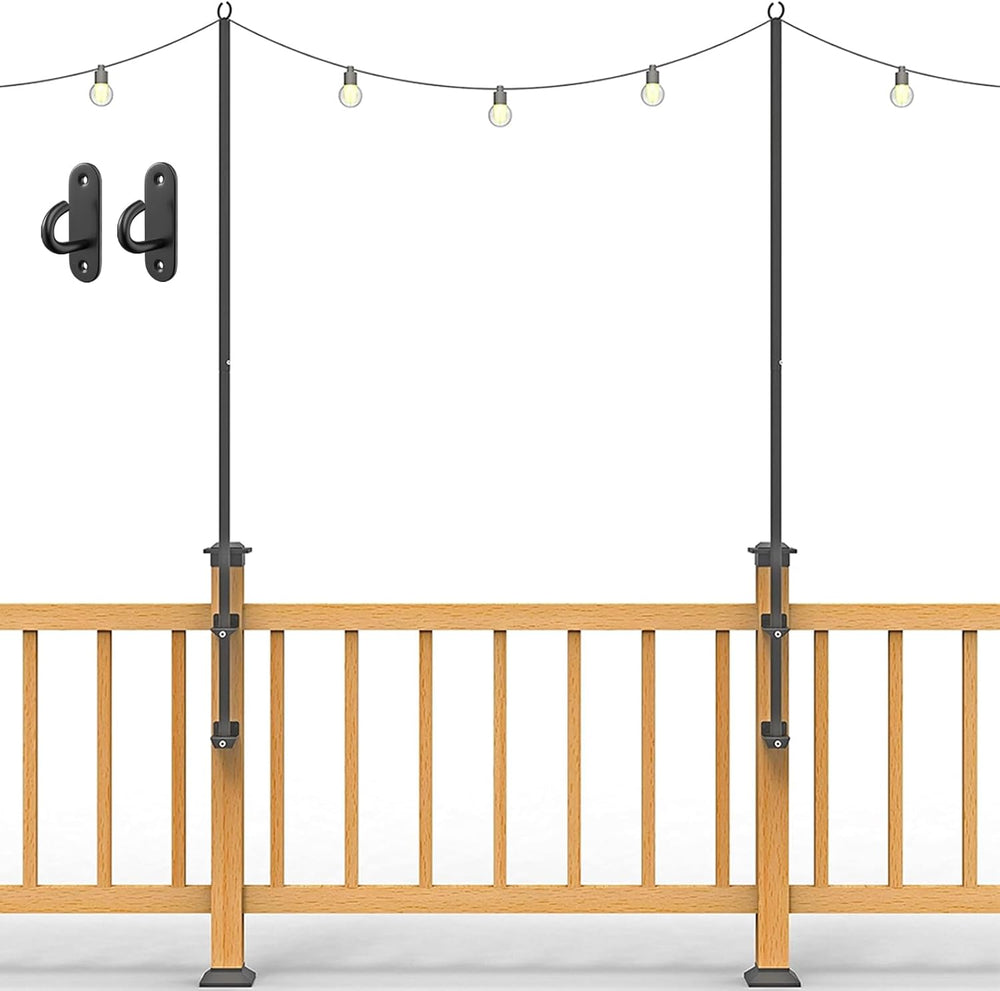 2 Pack String Light Poles - Stainless Steel 6.5FT Deck Lights Poles with 2 wa...