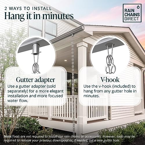 Rain Chains Direct - Modern Loop Rain Chain - 8.5 FT - Durable Milled Aluminu...