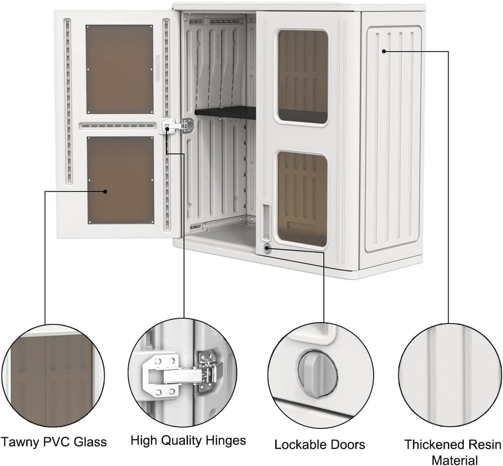 Outdoor Storage Cabinet Waterproof,Resin Garage and Laundry Room Wall Mounted...