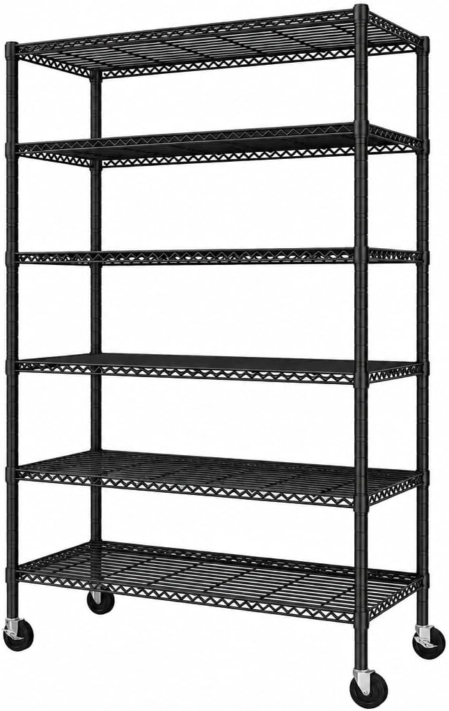 Romorgniz Heavy Duty 6-Tier Rolling Storage Shelves with Wheels for Garage