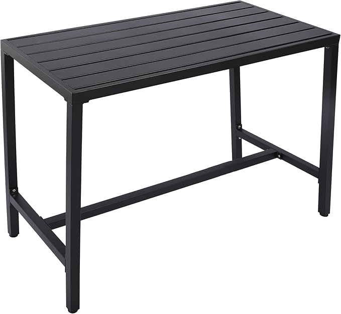 Outdoor Bar Table, Patio Console Pub Height Tables with Powder Coated Steel F...