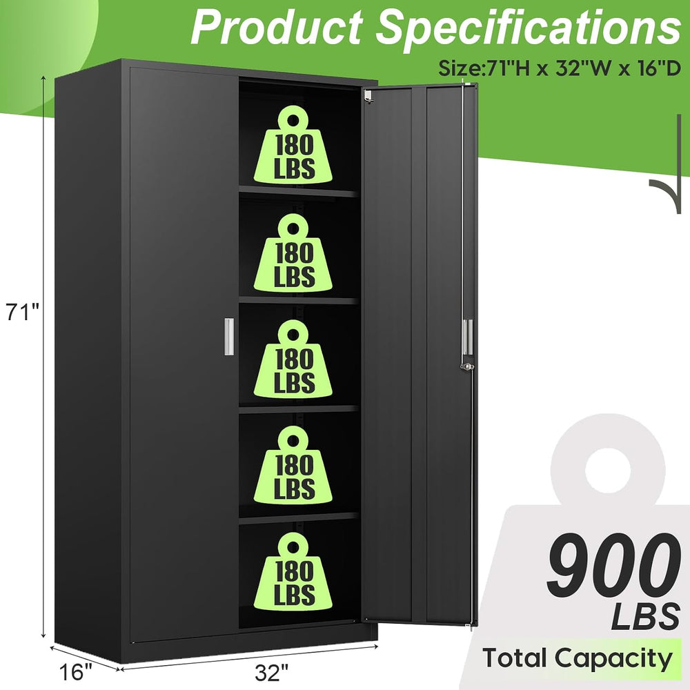 Locking Metal Storage Cabinet,71" Tall Steel Garage Cabinets