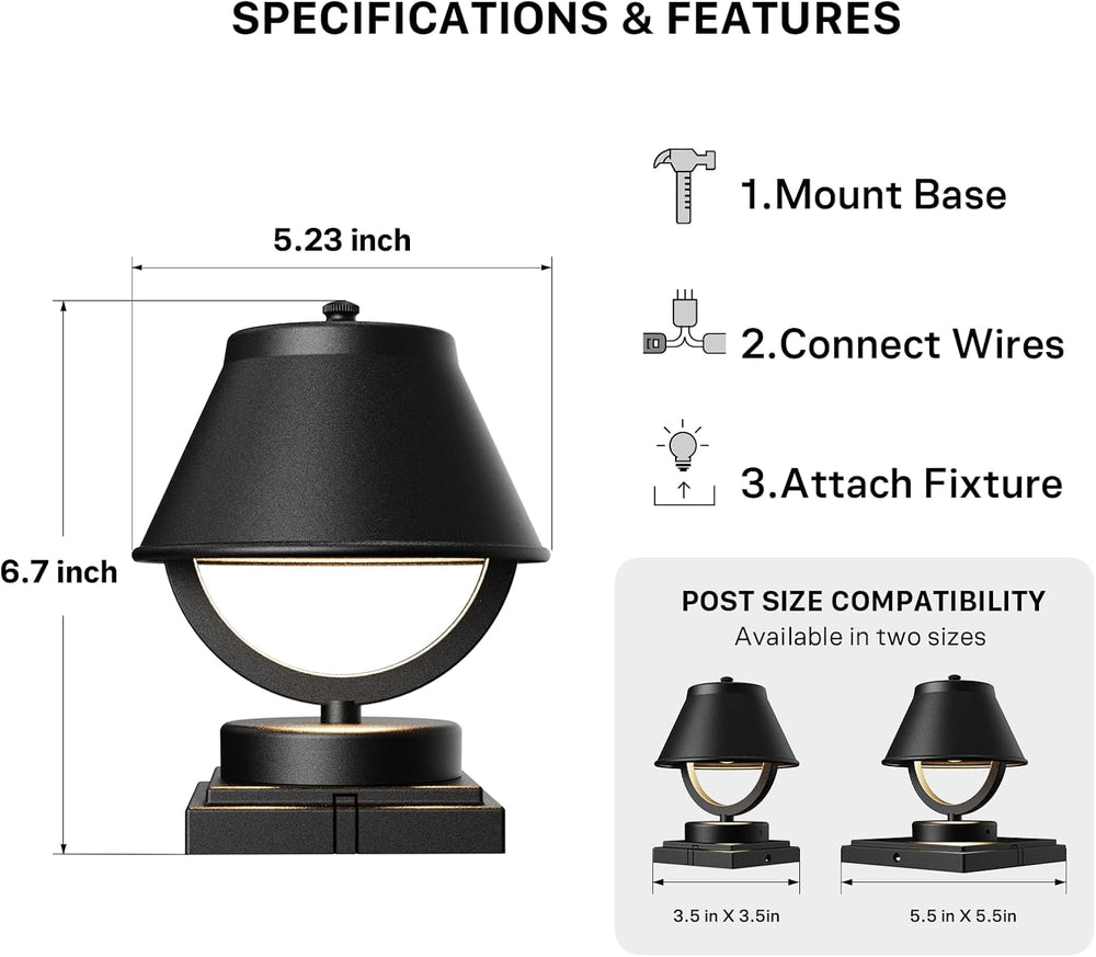 GOODSMANN Low Voltage Outdoor Post Cap Lights 3W LED 189 Lumen 3000K 8PK