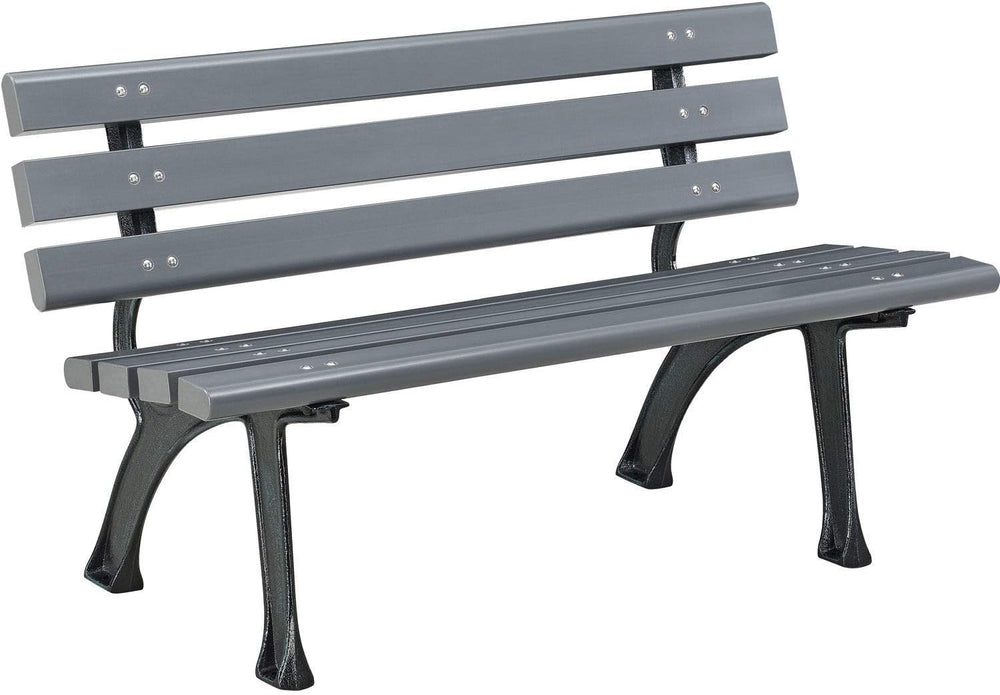 Global Industrial 4'L Outdoor Park Bench with Backrest, Recycled Plastic ...