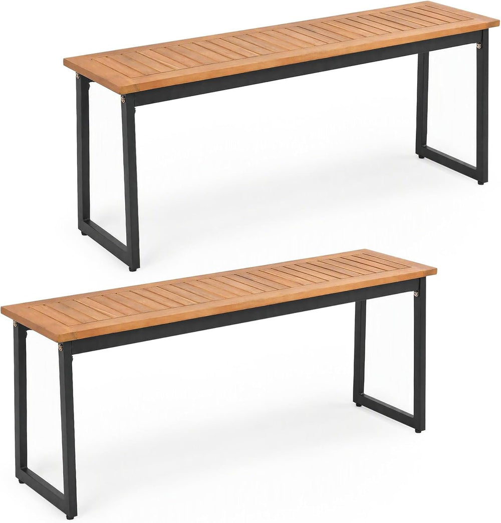 Tangkula 2-Seater Outdoor Dining Bench, 800 LBS Max Load (2 Pack,Natural)