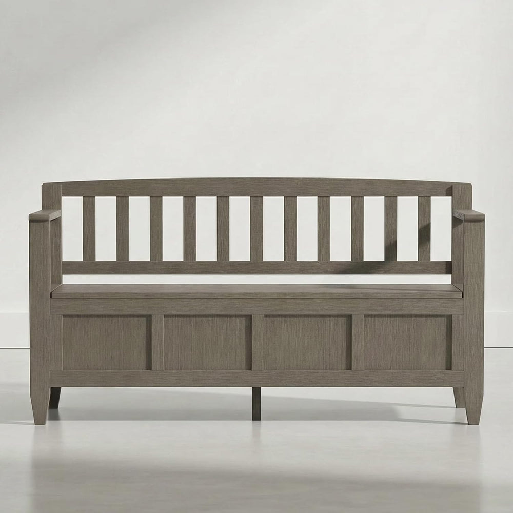 SIMPLIHOME Brooklyn 48" Wide Solid Wood Storage Bench in Aged Grey