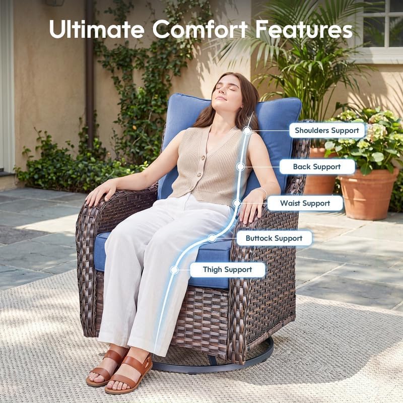 Luxury 22*24*6in Outdoor Patio Cushions, 5 Pieces Navy Blue Outdoor Cushion