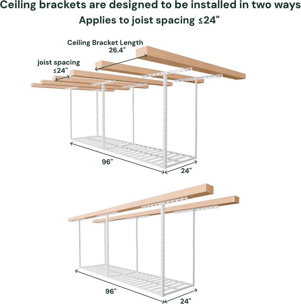 SunsGrove 2x8 Garage Storage Overhead Rack Organization, Adjustable Ceiling M...