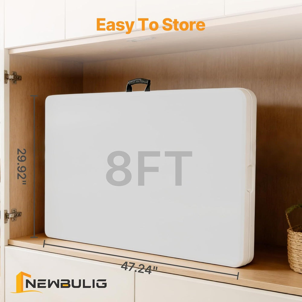 NEWBULIG 8 FT Foldable Table, Heavy Duty Folding Table Easy to Fold Store