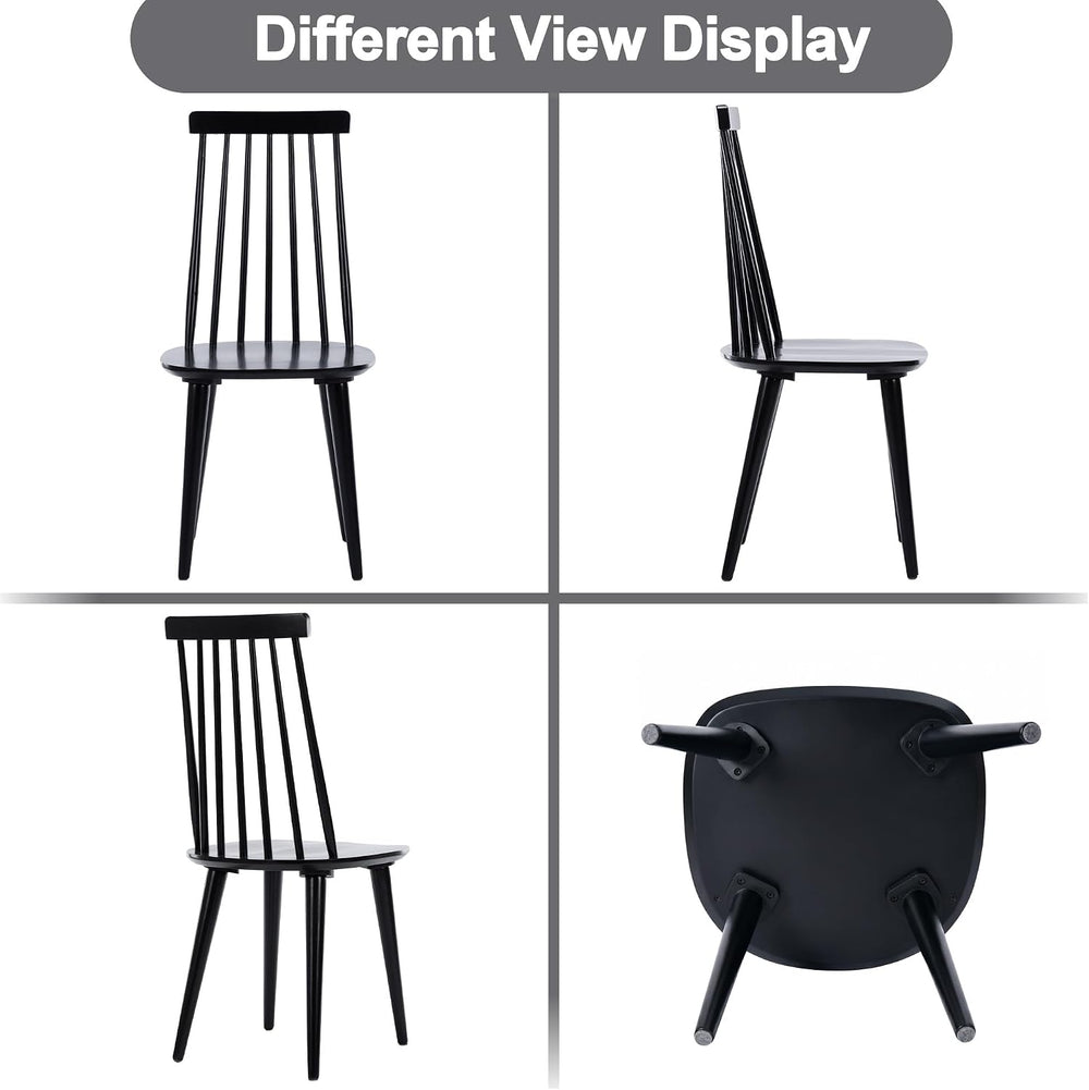 DUHOME Black Windsor Wooden Dining Chairs Set of 8