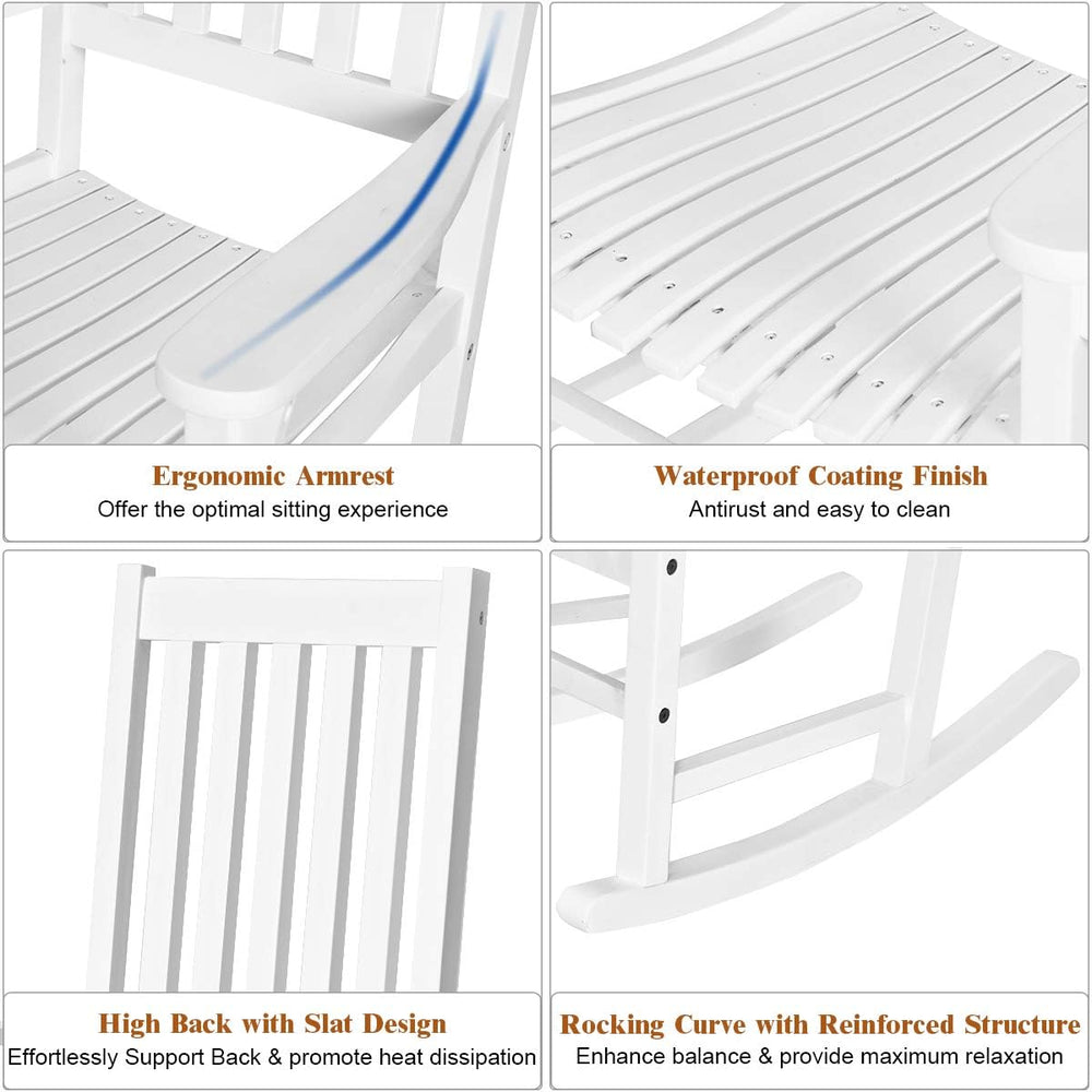 GIANTEX Rocking Chair Acacia Wood Frame, Porch Rocker Outdoor& Indoor for...