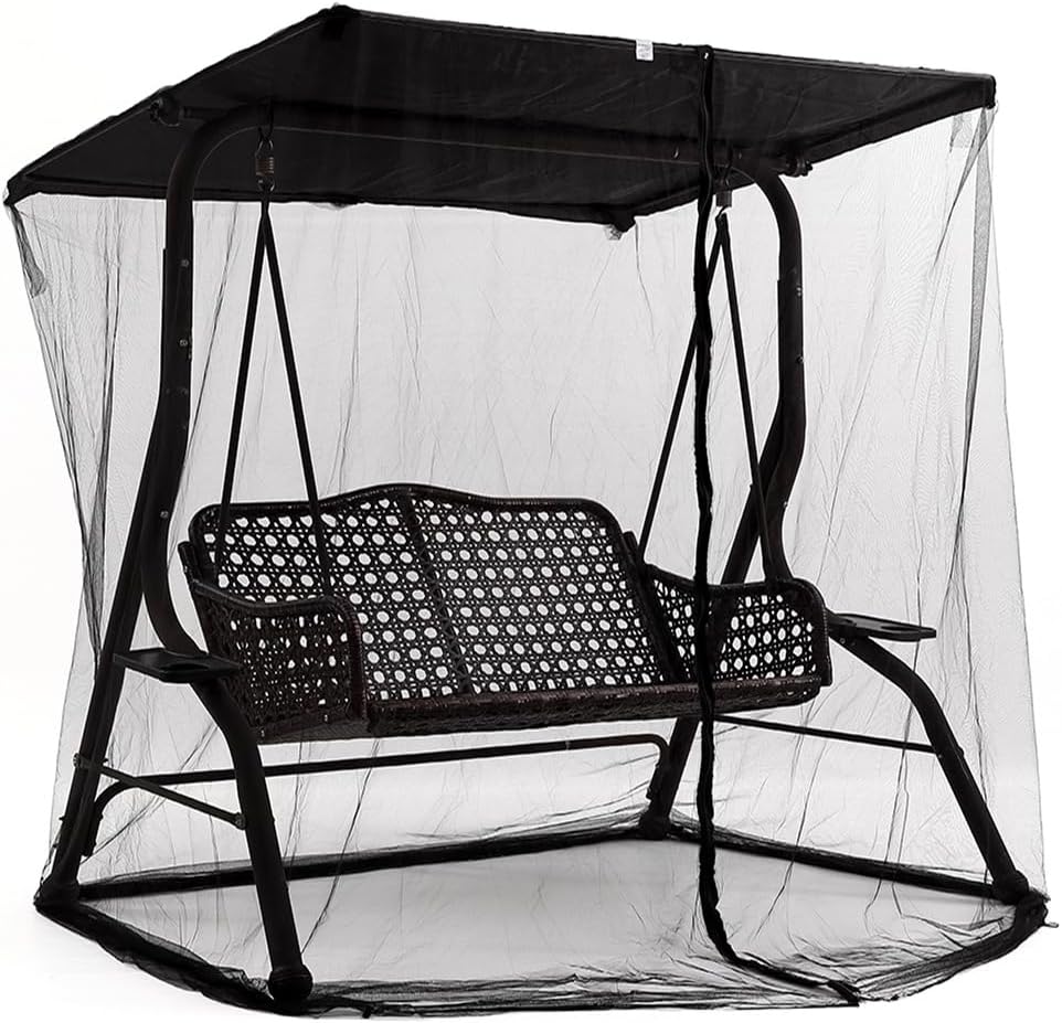 Patio Swing Mosquito Netting - Polyester Mesh Screen with Zipper Opening and ...