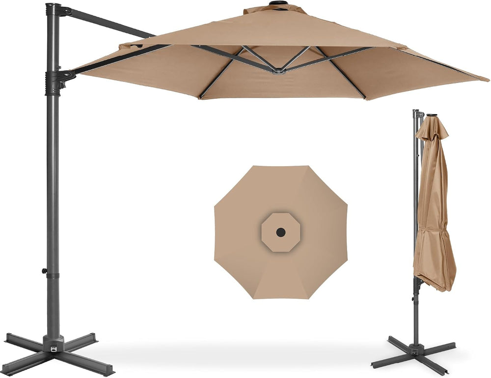 Best Choice Products 10ft Offset Cantilever Hanging Market Patio Umbrella, Sm...