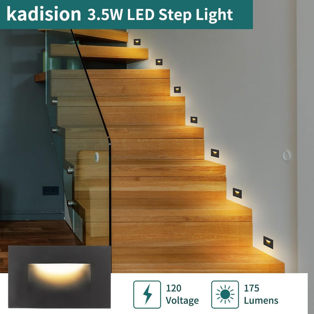 kadision 120V Dimmable LED Step Lights, 3000K/4000K/5000K, 4-Pack