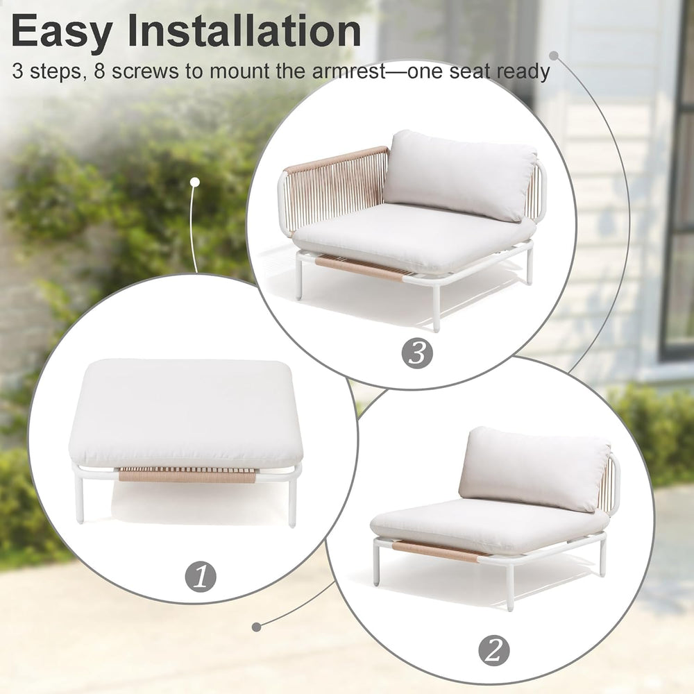 7 Piece Modern Outdoor Sectional Sofa, 31" Oversized Low-Profile Sofa Set
